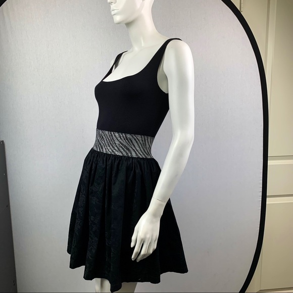 NEW Zebra Jacquard Roses Metallic Belt Mini Dress - Picture 16 of 16